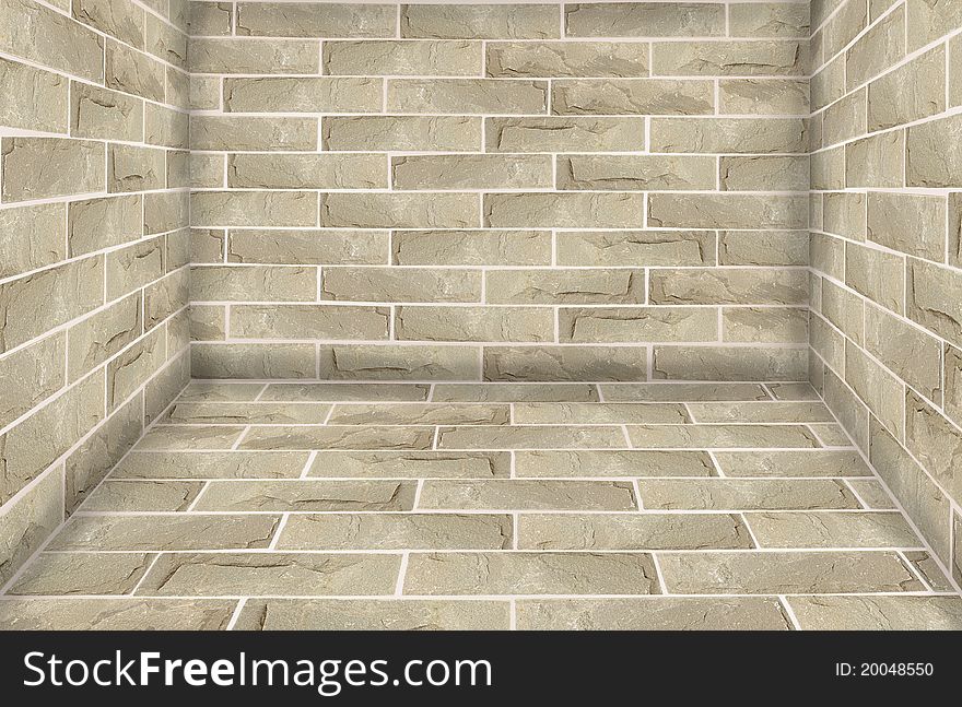 Stone brick wall room for background use