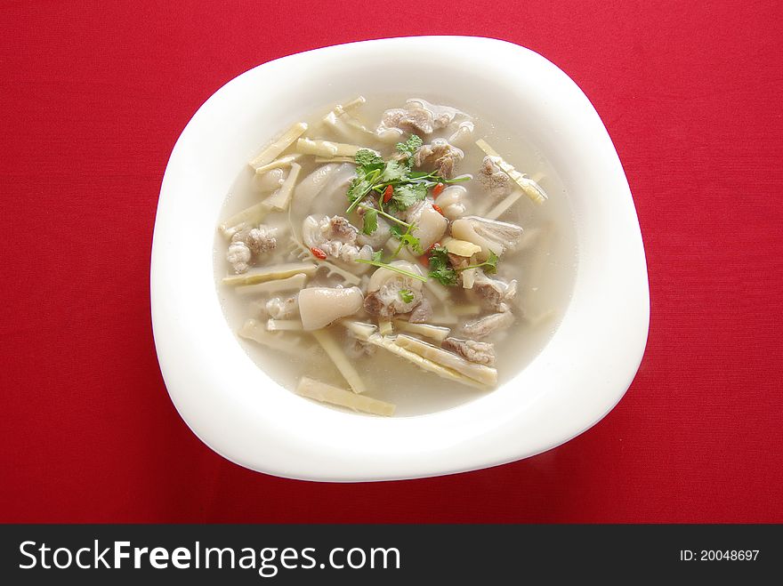 Pig s knuckles bamboo shoot soup