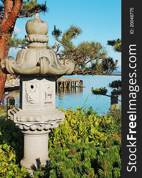 Japanese memorial by the harbor