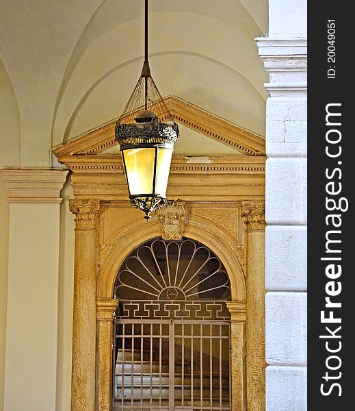 Old lamp in the castle, history and tourism object