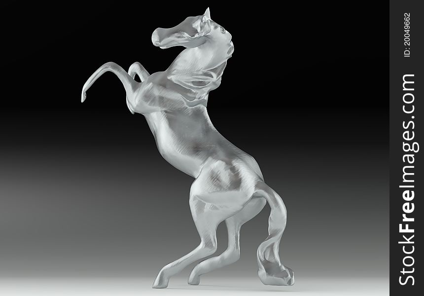 Computer generated Image three dimensional silver horse