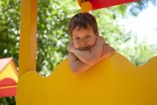 Cute Young Boy On Playground Stock Photography