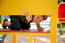 Cute Young Boy On Playground Stock Photography