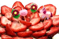 Four Candles On A Strawberry Birthday Cake Stock Image Four Candles On A Strawberry Birthday Cake Stock Image