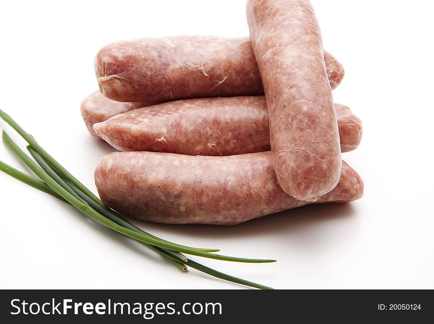 Fried sausage with chives