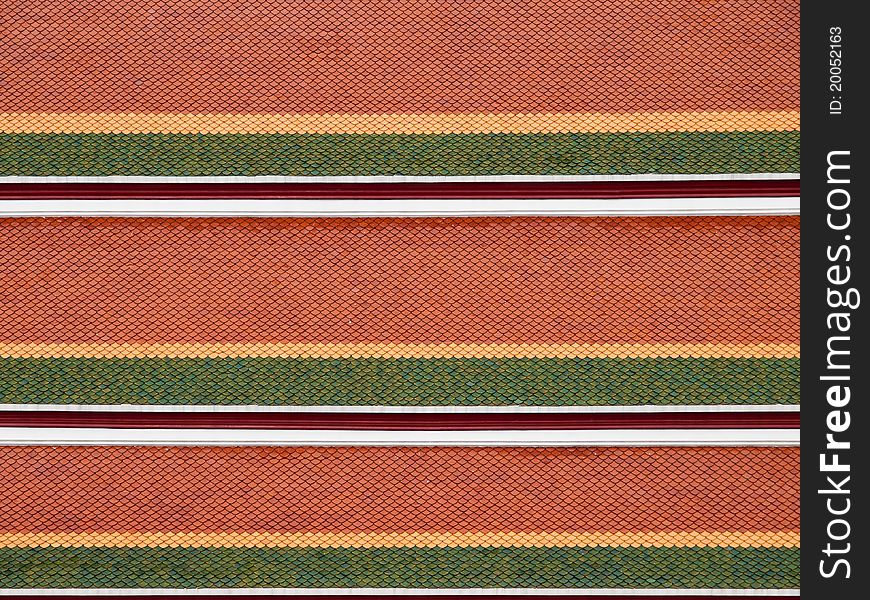 Clay tiles on Thai style roof at Wat Suthat Thepwararam