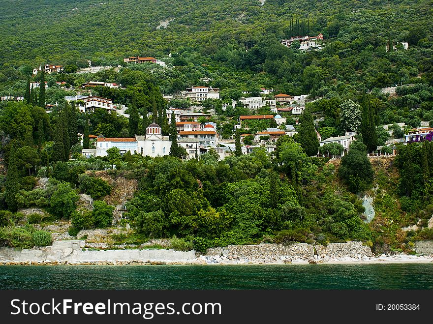 Traditional village on mount Athos