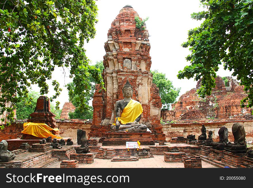 Ruins of Wat Mahathat Ayutthaya in Thailand