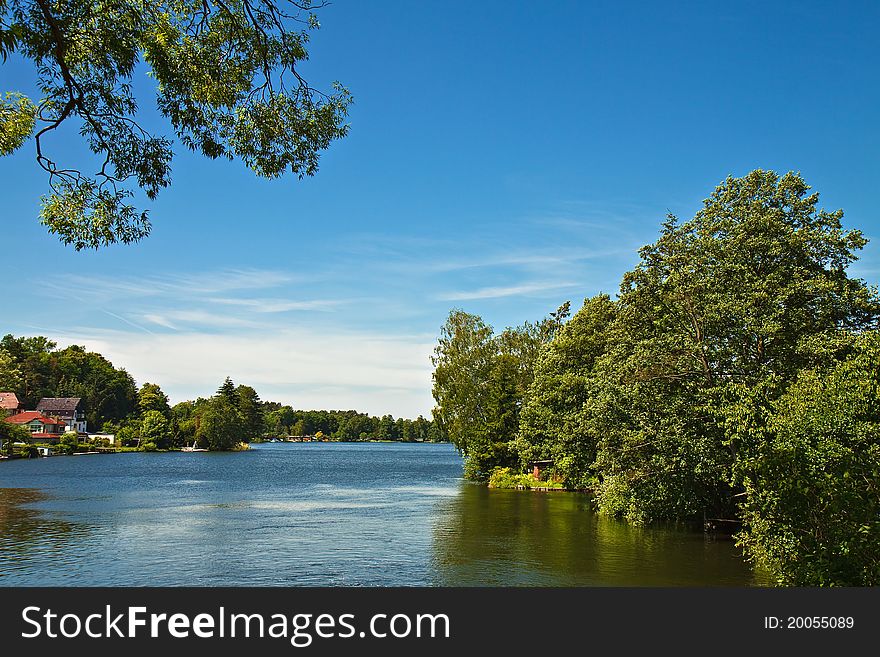 Landscape with a lake and sky.