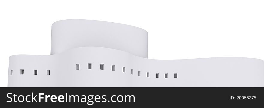 White building on a white background. 3d rendered illustration. White building on a white background. 3d rendered illustration