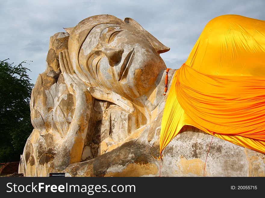 Reclining Buddha in Ayutthaya of Thailand