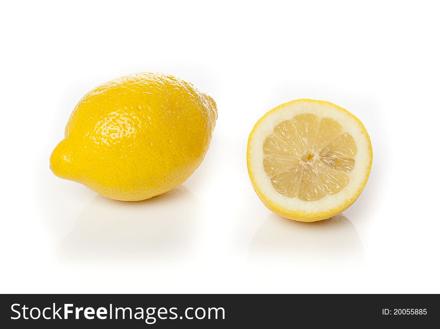 A fresh yellow lemon that is cut
