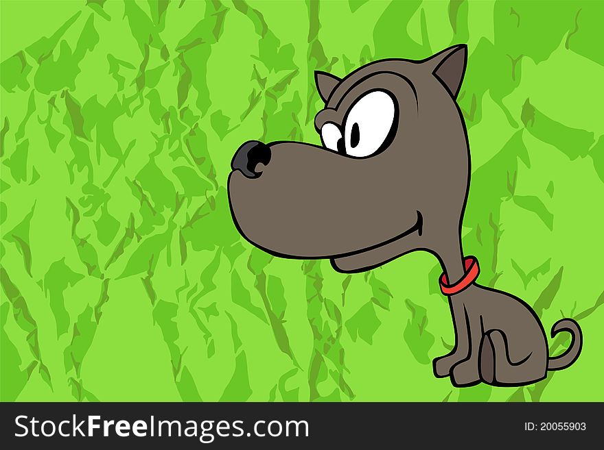 Vector illustration of a cute doggy on green background