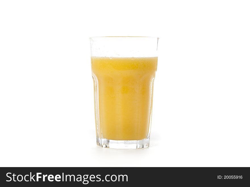 Fresh Squeezed Orange Juice against a white background