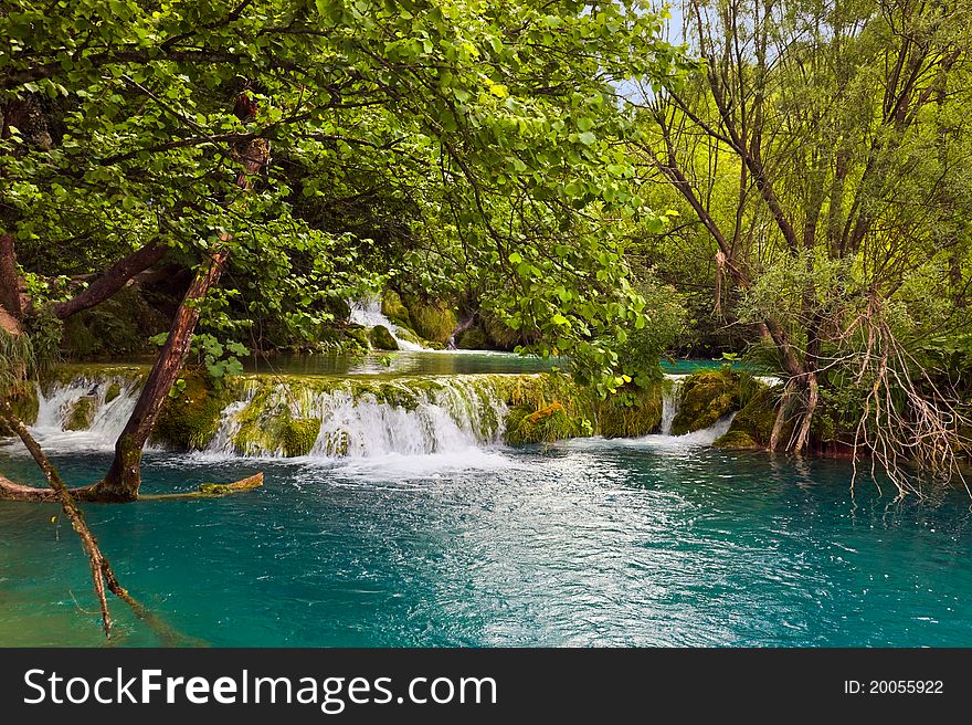 Plitvice lakes in Croatia - nature travel background