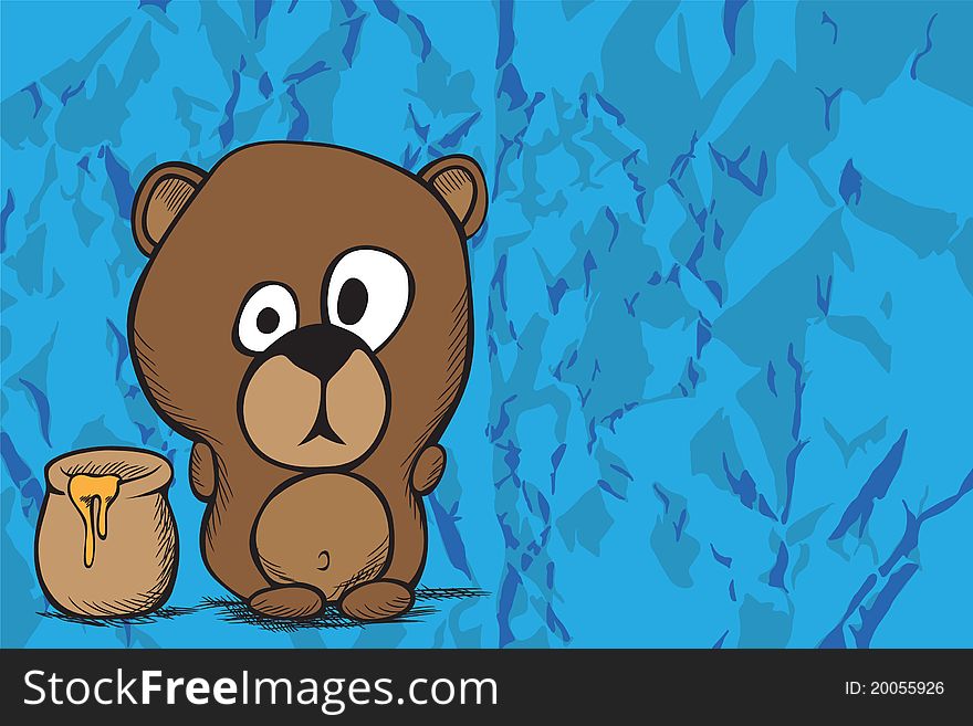 Illustration of a cute bear on blue background
