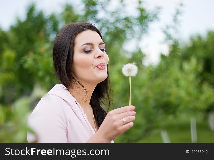 Spring Styled Girl With Dandelion