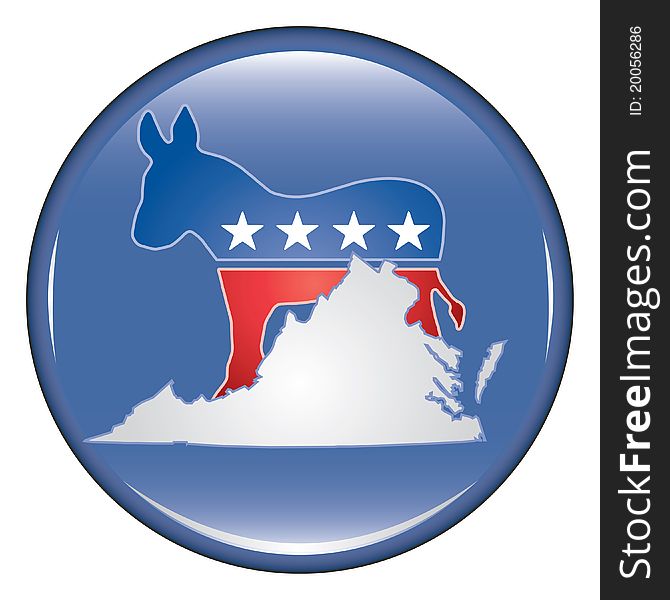 Democrat Virginia Button is an illustration of United States election campaign buttons promoting the right and will to vote Democrat in Virginia.