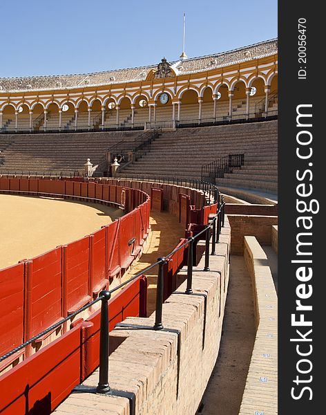 Oldest Bullfighting ring in Spain, Seville The Plaza de Toros de la Maestranza Bullring at sunny day