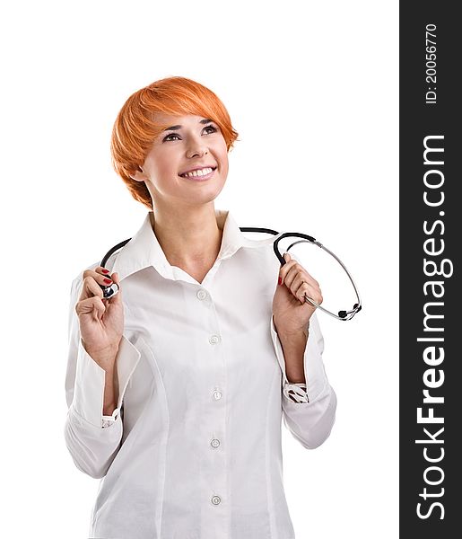 Beautiful Redhead Girl With Stethoscope