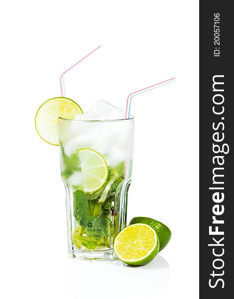 Mojito cocktail on white background