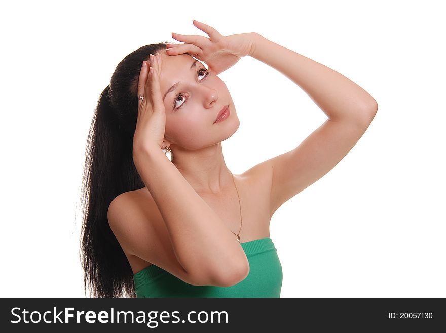 Portrait of the happy young woman, isolated on a white background. Portrait of the happy young woman, isolated on a white background