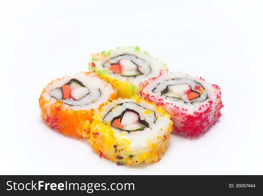 Sushi on white isolate.,it is one of japanese food