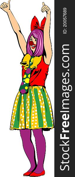 Illustration of fancy-dress girl clown