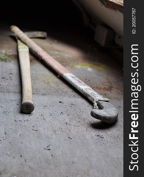 A photo of some old hockey sticks. A photo of some old hockey sticks