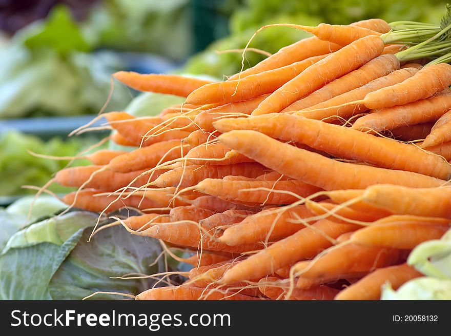 Fresh Carrots At The Local Market