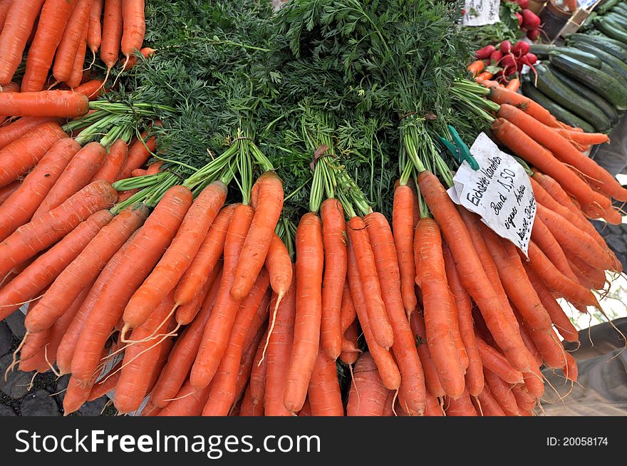 Fresh Carrots At The Local Market