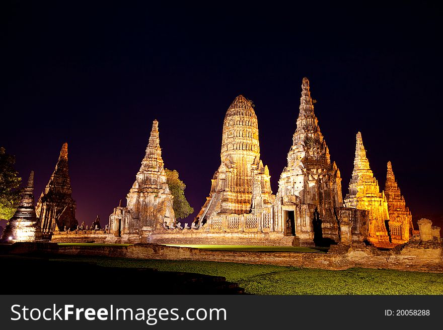 Wat Chaiwattanaram, the historical temple in Ayutthaya, Thailand