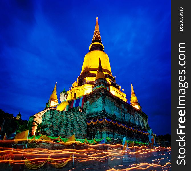 Wat yai chaimongkol in Ayutthaya, Thailand