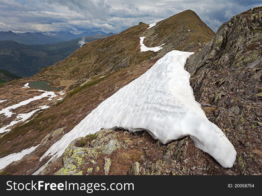 Piz-Tri Peak at 2308 meters on the sea-level. Brixia province, Lombardy region, Italy