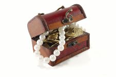 Chest With Coins And Large Pearls Stock Photo Chest With Coins And Large Pearls Stock Photo