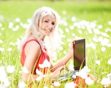 Woman With A Laptop Stock Image Woman With A Laptop Stock Image