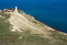 White Lighthouse On Sea Coast Royalty Free Stock Photography White Lighthouse On Sea Coast Royalty Free Stock Photography