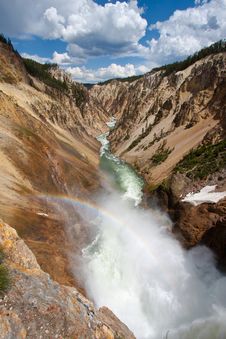 Rainbow Over The Waterfall In Yellowstone Stock Photos Rainbow Over The Waterfall In Yellowstone Stock Photos