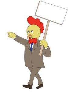 Cartoon Rooster Chicken Placard Sign Stock Photography