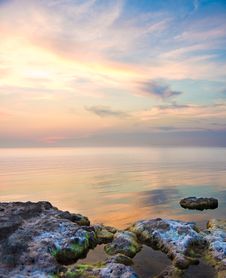 Sea And Rock At The Sunset. Royalty Free Stock Image Sea And Rock At The Sunset. Royalty Free Stock Image