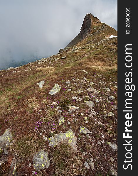 Piz-Tri Peak at 2308 meters on the sea-level. Brixia province, Lombardy region, Italy