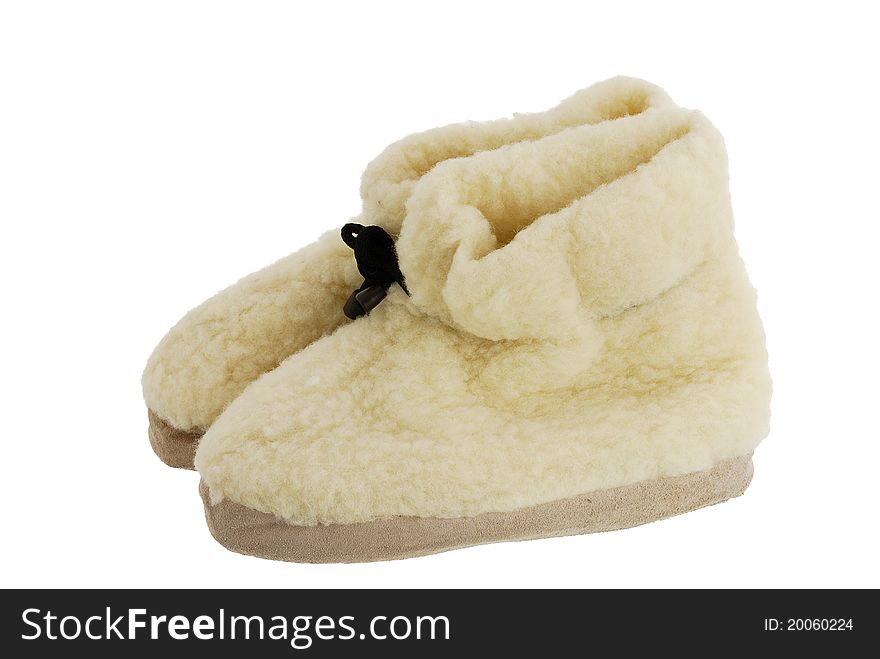 Pair of warm fur cozy boots