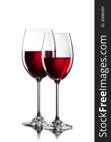 Red Wine In Glasses Isolated On White