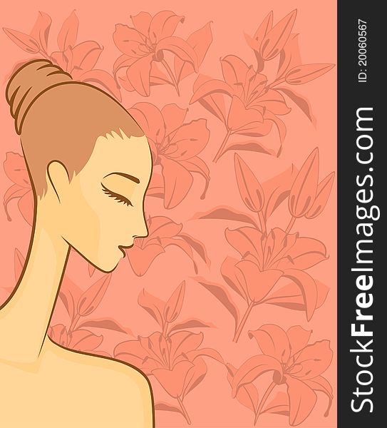 Beautiful girl with flower.illustration for a design