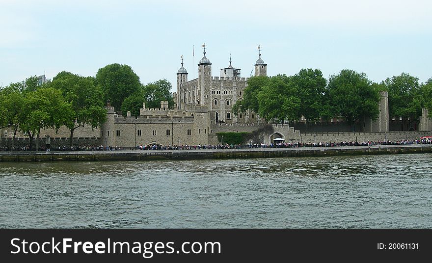 Tower of London seen from the Thames river in London, England. Tower of London seen from the Thames river in London, England