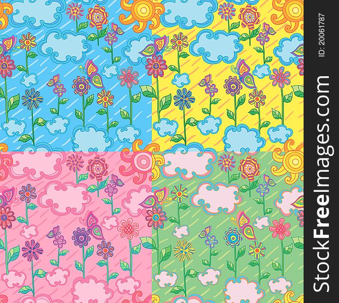 Bright seamless patterns