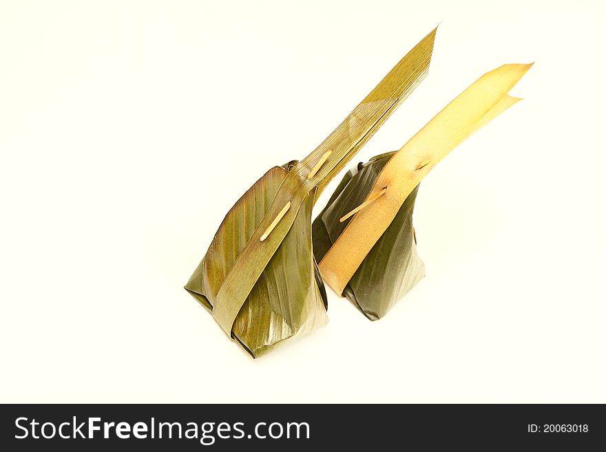 Thai dessert on banana leaves