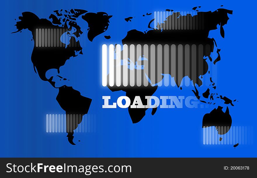 Art work for internet loading concepts with back color world map back ground