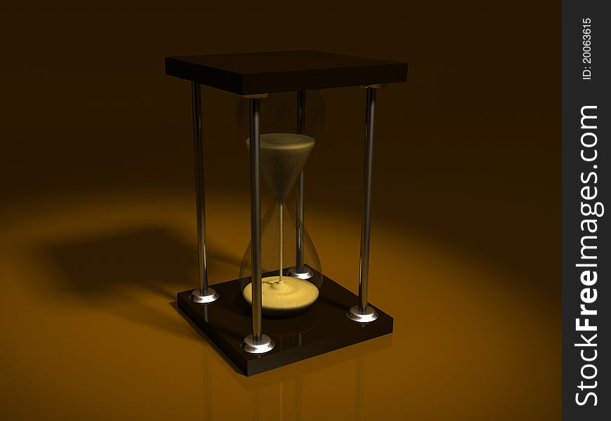 Stylish hourglass in the ray of light 3d