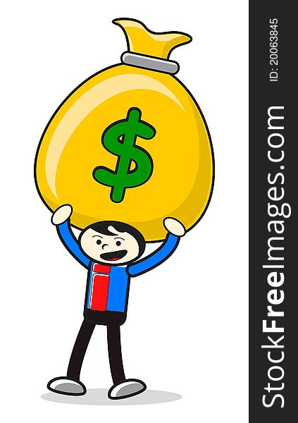 Illustration of businessman and money created by